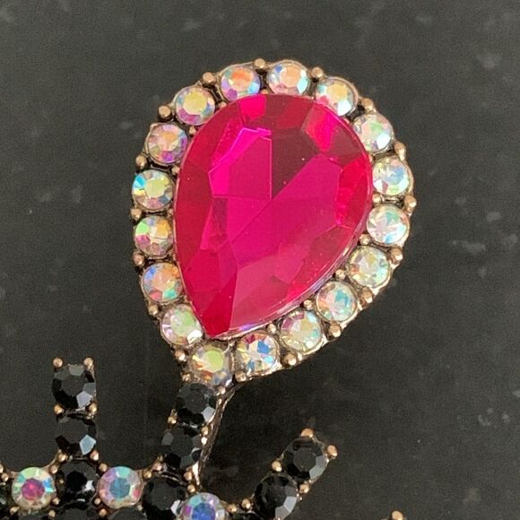 Colorful Eye Mosaic Crystal Rhinestone Earrings, Evil Eye Studs, Pink Protection - Picture 6 of 11